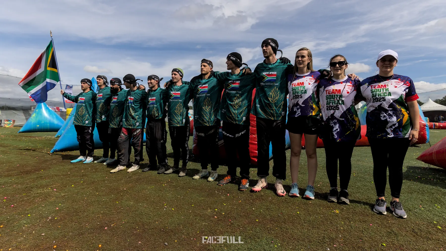 The South African national paintball team at the UPBF Paintball World Championship in France